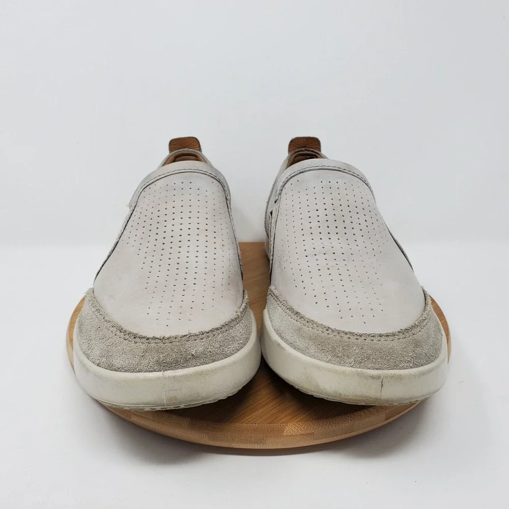 Ecco Collin 2.0 Shoes Mens 41 Beige Grey Slip On Loafer Comfort Sneaker 7-7.5 US